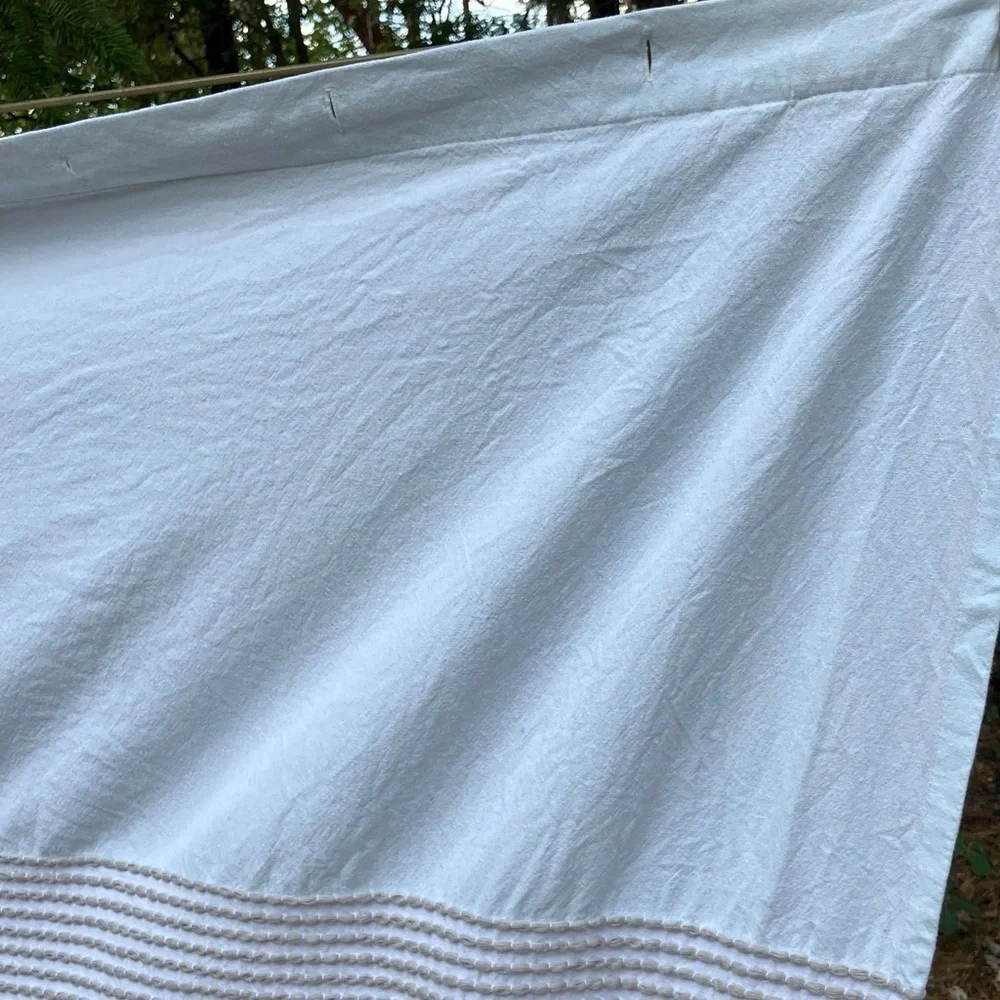 Caro Home 100% cotton shower curtain with woven accent blue, gray, white perfect